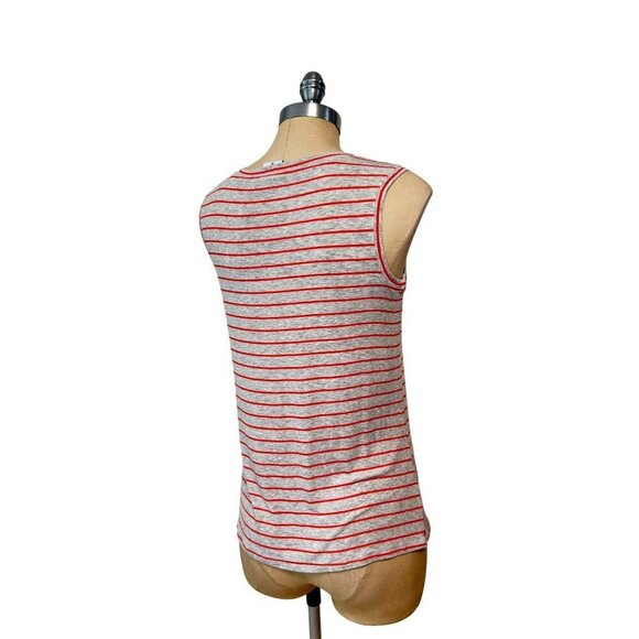 CAbi 5331 Orange Gray Stripe Ruffle Tank Size XS - Picture 4 of 5